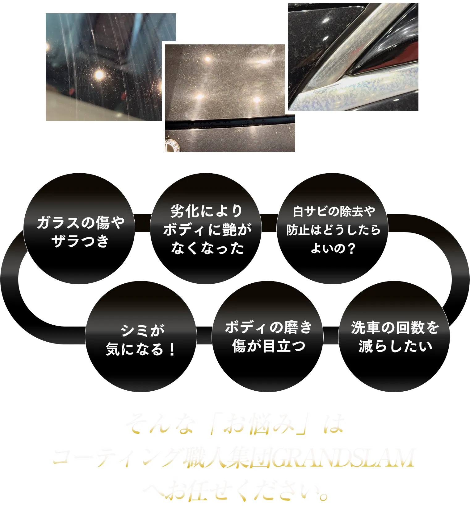 「お悩み」はコーティング職人集団GRANDSLAMへお任せください。
